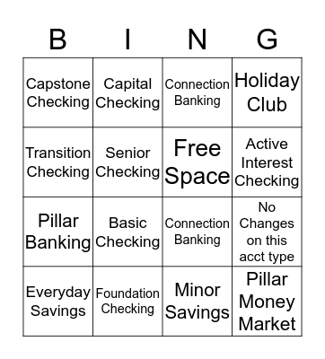 New Products Bingo Card
