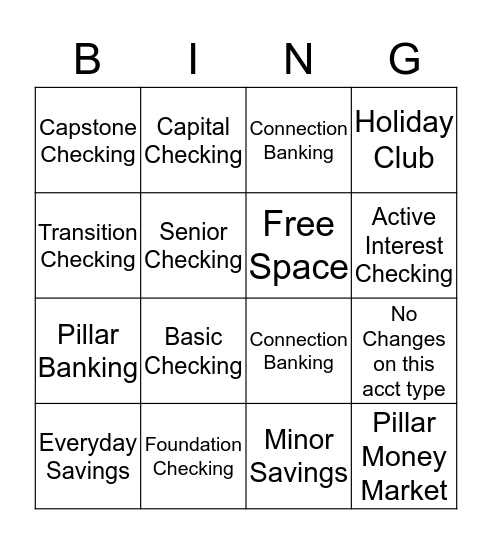 New Products Bingo Card