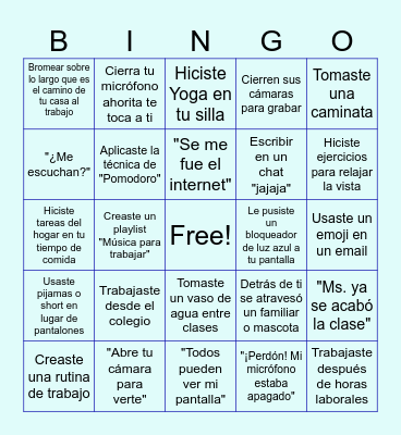 Trabajo a distancia Bingo Card