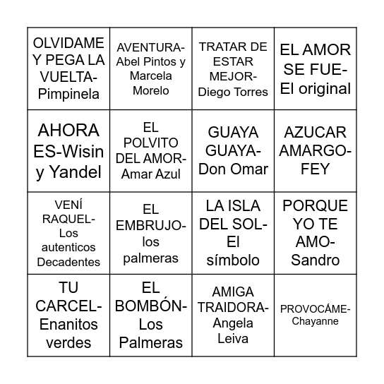 LOS  34 DE NATY Bingo Card