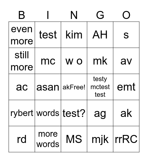 Vote Rev Bingo Test Bingo Card