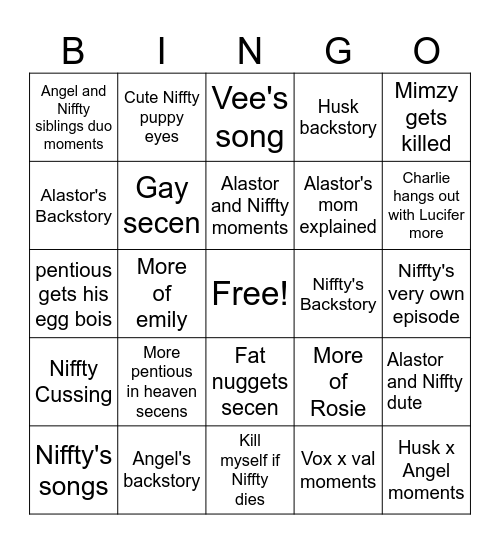 Hazbin Hotel S 2 Bingo Card