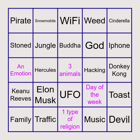 yo Bingo Card