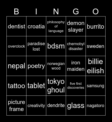 Infinite Craft Bingo Card