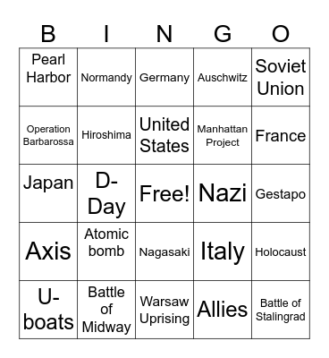 The Gyat Games Bingo Card