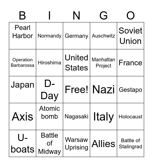 The Gyat Games Bingo Card