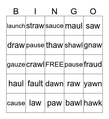 High Noon Lesson 45 Bingo Card