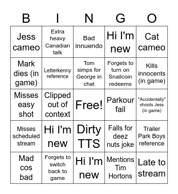 Snail Stream bingo Card
