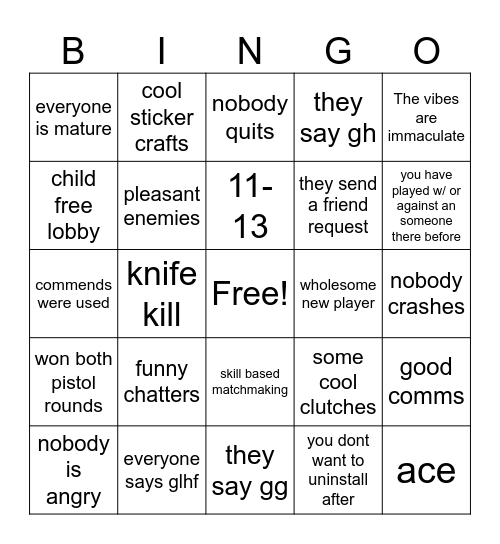great cs game Bingo Card