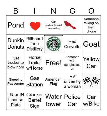 Girl Trip Car Bingo Card