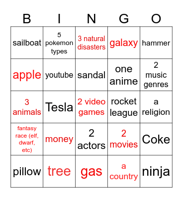 Infinite craft Bingo Card