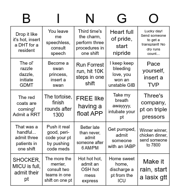 CICU March Madness Bingo Card