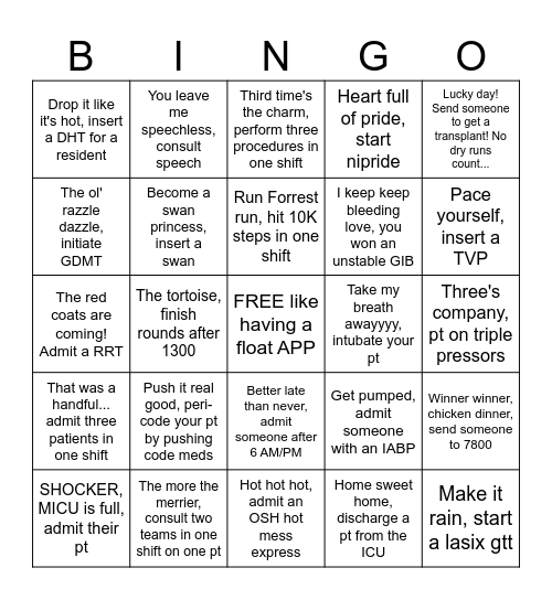 CICU March Madness Bingo Card