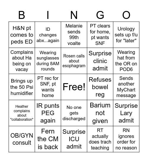 H&N Rounds Bingo Card