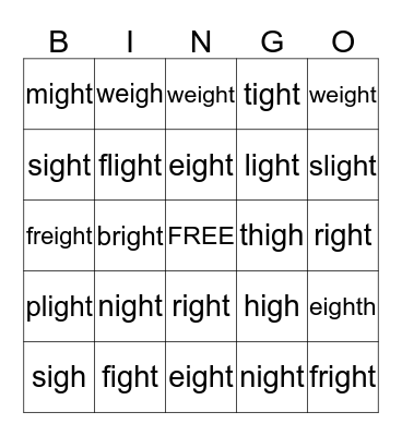 High Noon Lesson 58 Bingo Card