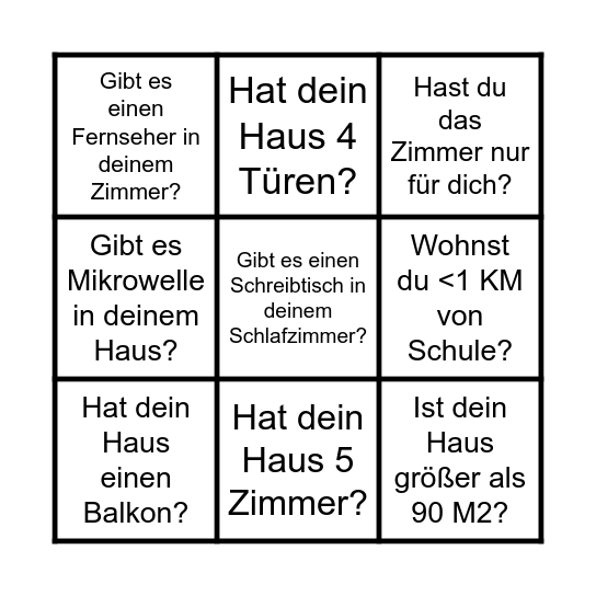 Familie+Wohnung Bingo Card