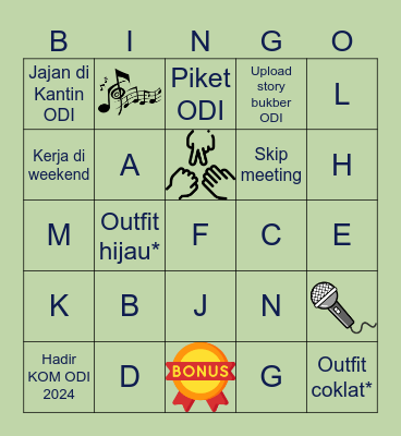 Bukber ODI 2024 Bingo Card