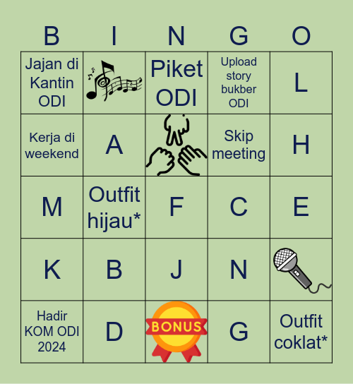 Bukber ODI 2024 Bingo Card