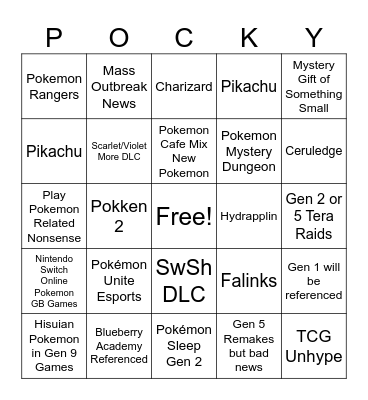 Pokémon Presents(DS) Bingo Card