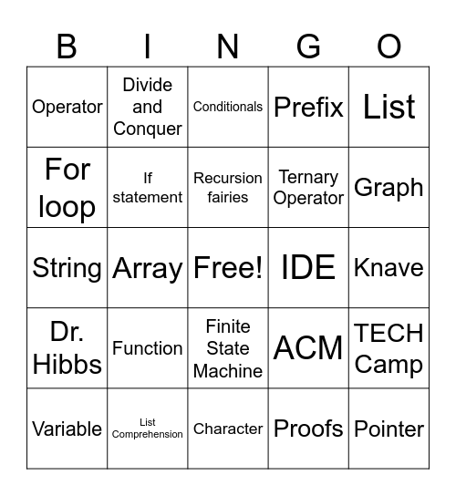 ACM Bingo Card