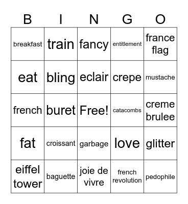 French Related Bingo Card