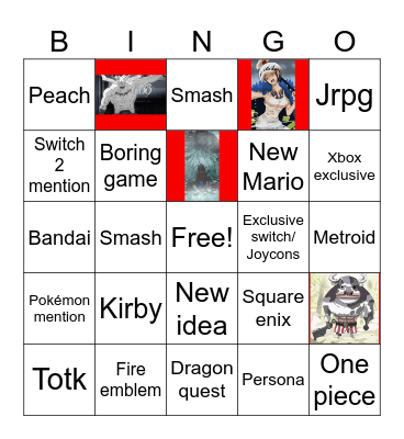 Nintendo direct Bingo Card