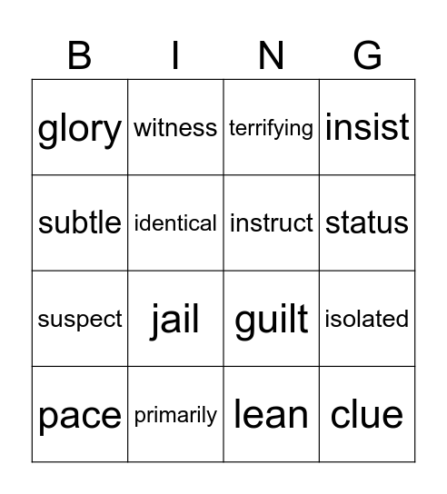 B4U1 Bingo Card