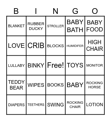 BABY BINGO Card