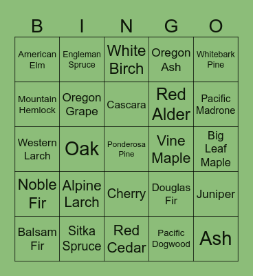 Tree Bingo Card