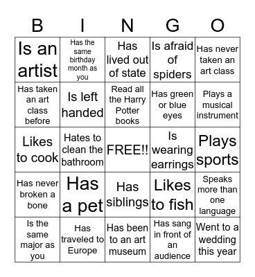 Find Somebody Who... Bingo Card