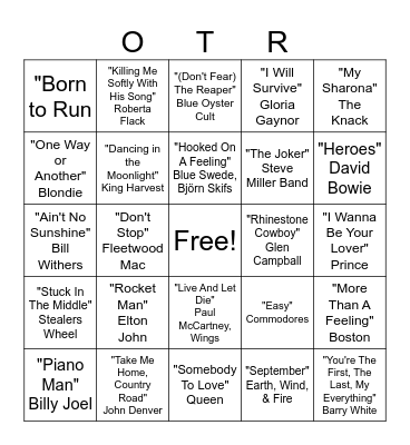 70's Bingo Pt 2 Bingo Card