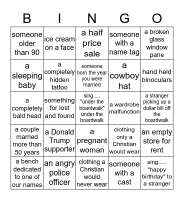 BOARDWALK BINGO Card