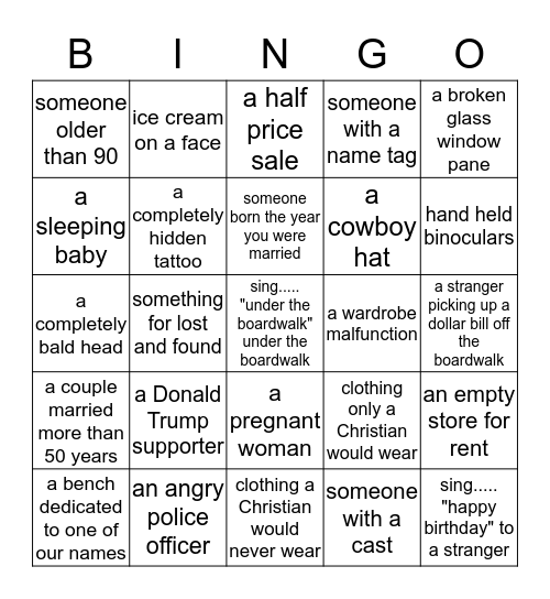 BOARDWALK BINGO Card