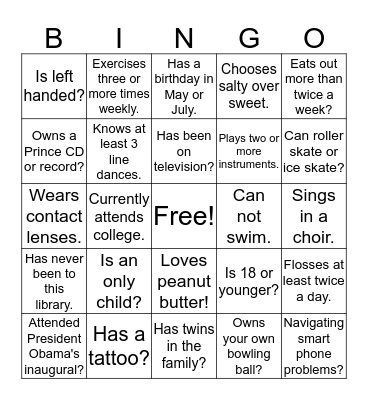 Cleveland Section People Bingo Card