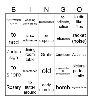 Doña Josefa 1 Bingo Card