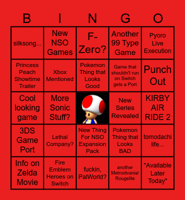 Nintendo Partner Bingo Card Bingo Card