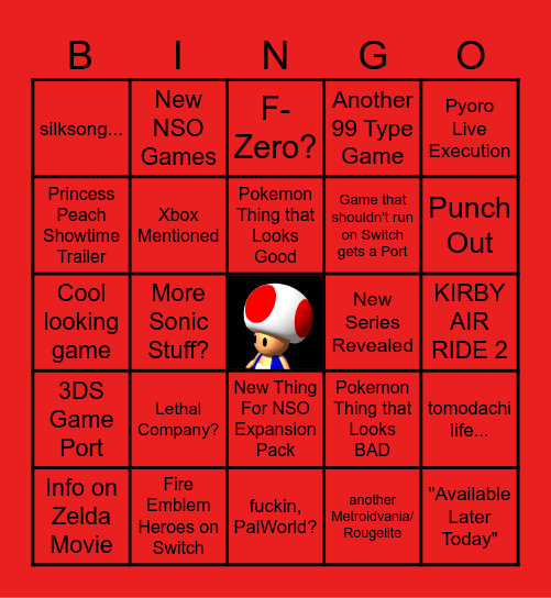 Nintendo Partner Bingo Card Bingo Card