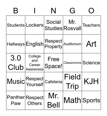 KJH Bingo  Bingo Card