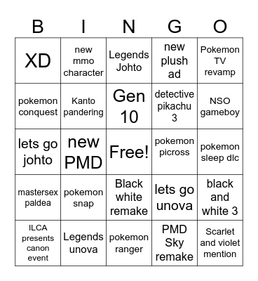 pokemon bingo Card