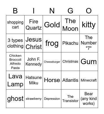 Infinite Craft Bingo Card