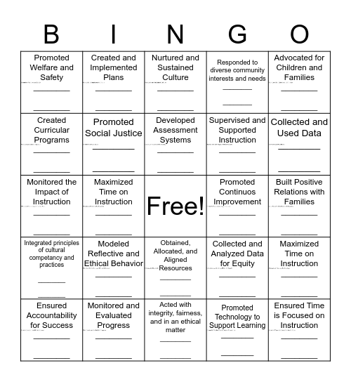 IAL Spring 2016 Bingo Card