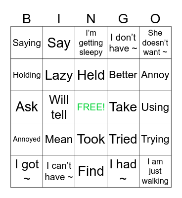 Bingo Test~! Bingo Card