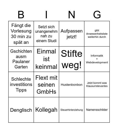 Baur Bingo Card