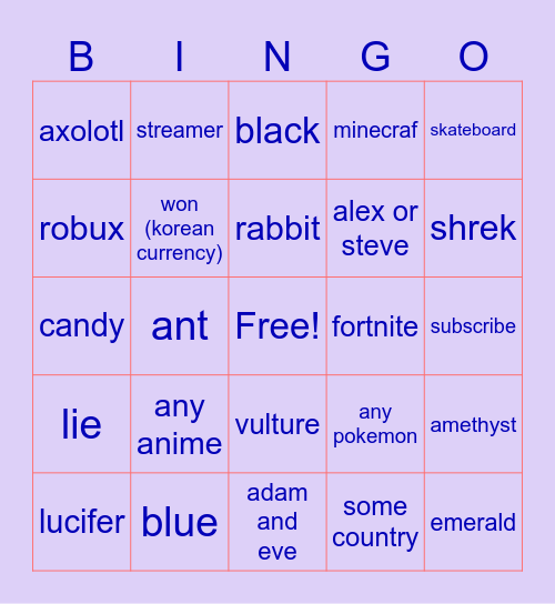 yes Bingo Card