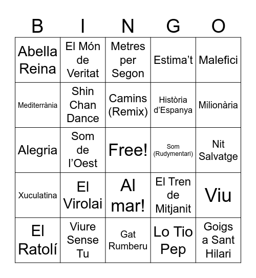 BINGO MUSICAL Bingo Card