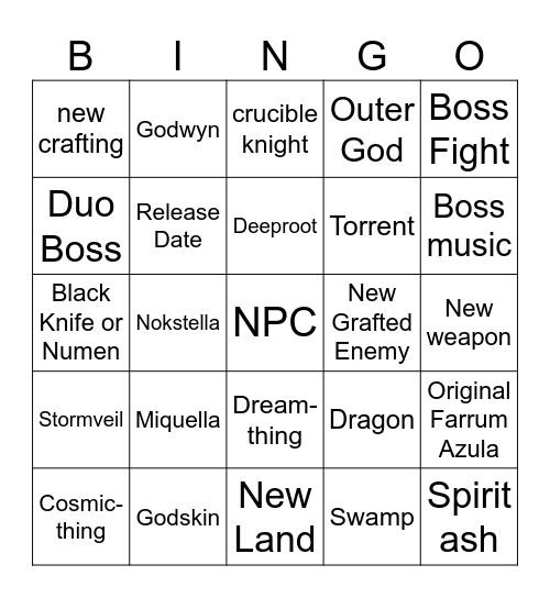 ER Trailer Bingo Card