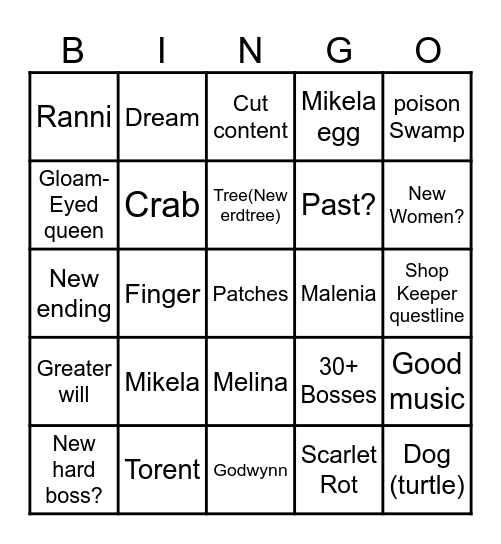 Elden ring Dlc bingoooo Bingo Card