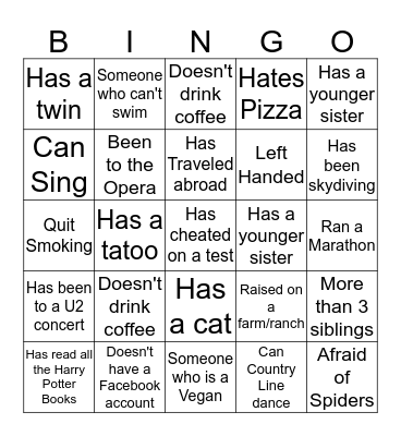 Conference Services Bingo Card
