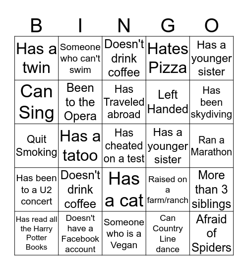 Conference Services Bingo Card