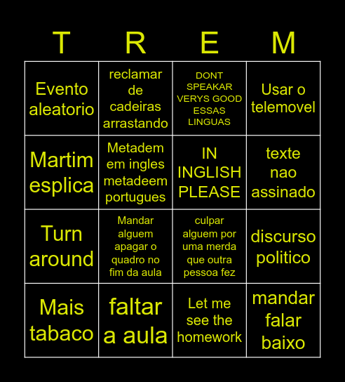 THOMAS ingles Bingo Card